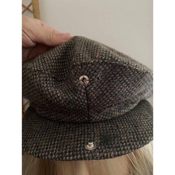 Vintage‎ Men’s Wool Brown Gray Tweed Driver Cap Union Made Marked M Fits S Lined - Picture 7 of 16